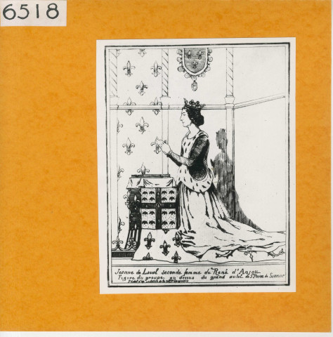 Saumur : Eglise Saint-Pierre, Jeanne de Laval (Atlas Célestin Port, planche 60, gravure)