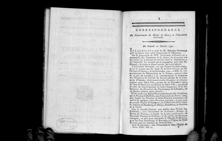 Correspondance du département de Maine-et-Loire, à l'Assemblée Nationale. Tome huitième