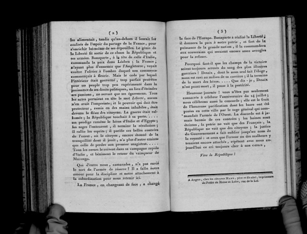 Discours prononcé à la tête des troupes de ligne réunies sur la place d'armes d'Angers, le 25 messidor an IX, par le général Girardon