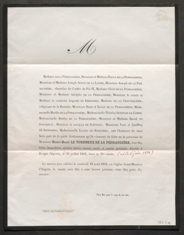 Le Tourneux de La Perraudière, Henri