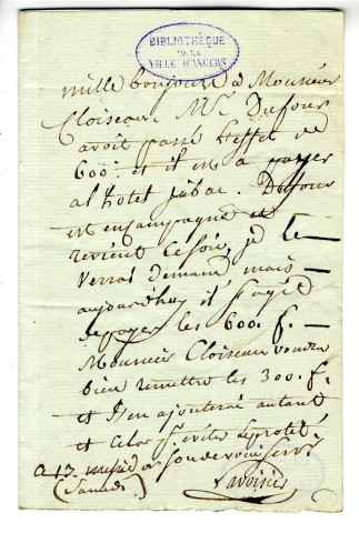 Correspondance de Lavoisier [à M. Cloiseau]