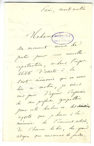 Correspondance de Léon Lalanne [à Madame Emile Maillocheau, veuve de Pierre-Jean David d'Angers]