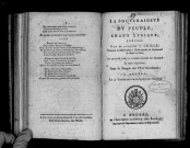 La souveraineté du peuple, chant lyrique ; composé par le citoyen T. Grille ; professeur de belles-lettres à l'Ecole centrale du département de Maine et Loire ; et exécuté par le Conservatoire de musique du même département, dans le temple des fêtes décadaires ; à Angers, le 30 Ventôse an 6 de la République française.
