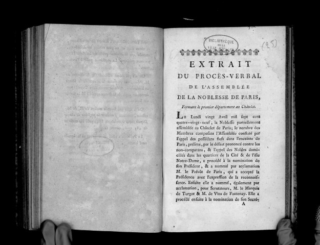 Extrait du procès-verbal de l'assemblée de la noblesse de Paris