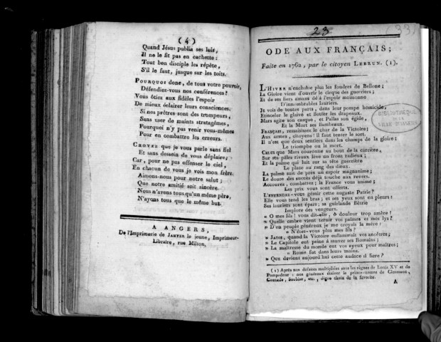Ode aux Français ; faite en 1762, par le citoyen Lebrun.