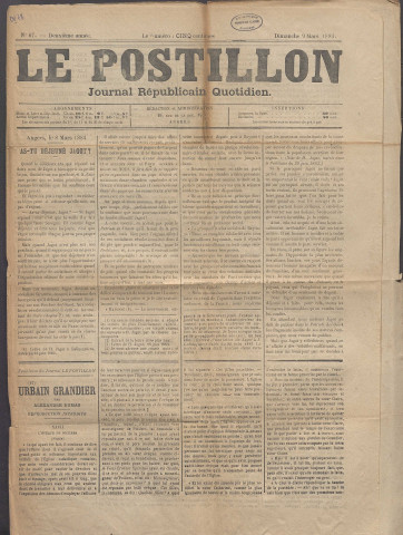 Le postillon. 9 mars 1884 (2e année, n° 67)