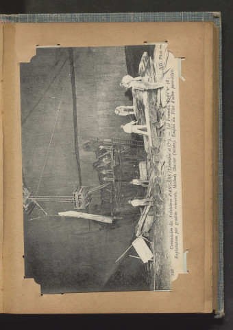 Commission des Ardoisières d'Angers - Les Fresnais, Puits n°18 ; Exploitation par gradins renversés, méthode Blavier (mixte). Emploi du filet d'acier pare-éclats.