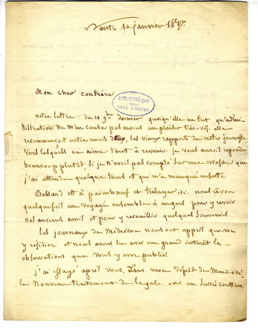 Correspondance du Docteur Fouré [au Dr Maillocheau]