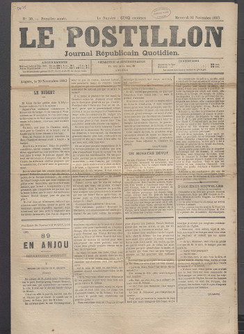 Le postillon. 21 nov. 1883 (1re année, n° 30)