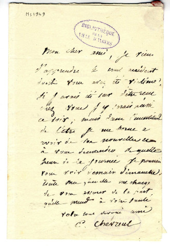 Correspondance de Chevreul avec Pierre-Jean David d'Angers