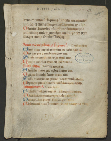 Folio de liturgie de l'office (XIVe siècle)