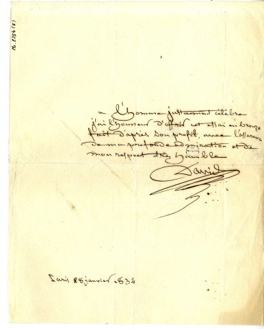 Pièce 5 - Lettre de David d'Angers au baron Gaspard de Prony