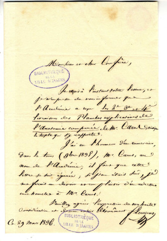 Correspondance de Flourens avec Pierre-Jean David d'Angers