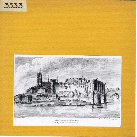 Angers : Vue du château et de la cathédrale (gravure anglaise)