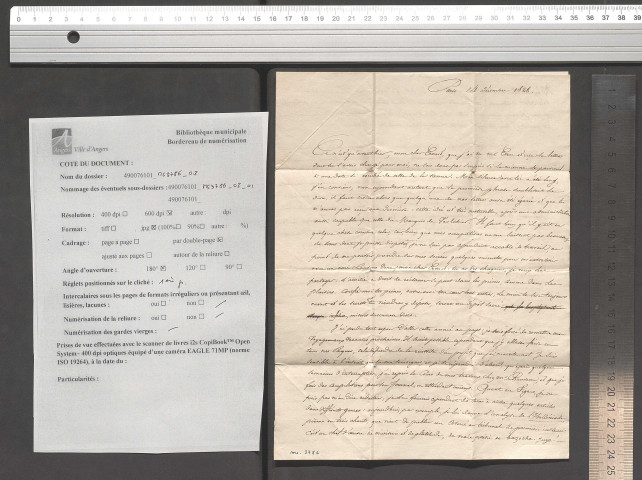 Lettre autographe signée adressée à Madame Veuve Thomé