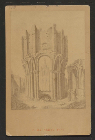 [Vue des ruines de Saint-Aubin au moment de la révolution en 1812]