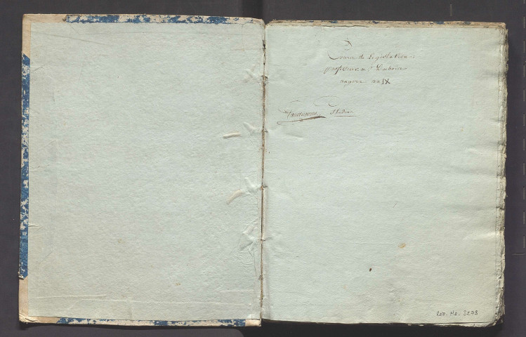 Cours de législation, professeur Mr Dubois, Angers, an IX