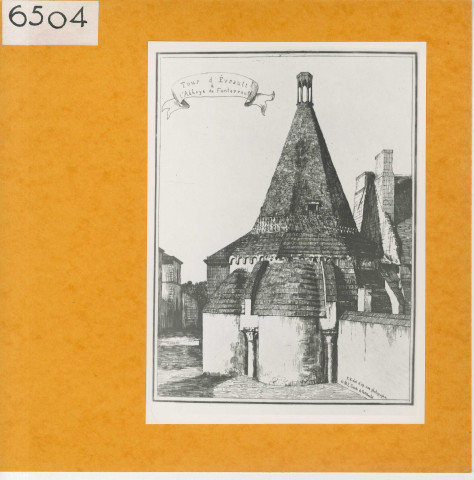 Fontevraud : Abbaye, tour d'Evrault (Atlas Célestin Port, planche 46, gravure)