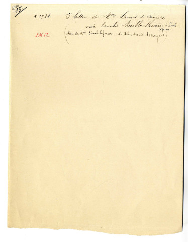13 - 5 lettres de Mme David d'Angers, née Emilie Maillocheau à Paul Leferme