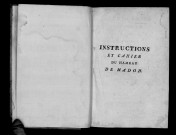 Instructions et cahier du hameau de Madon