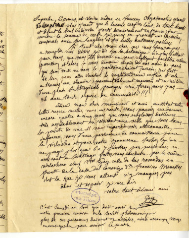 Correspondance de J. Gay [à Gaudichaud]