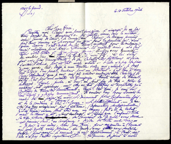 Lettre de Bernard Naudin à Jean Huré