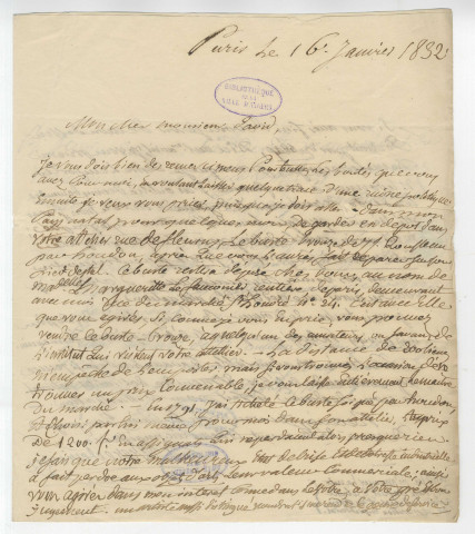 Correspondance de Bertrand Barère de Vieuzac [à Pierre-Jean David d'Angers]