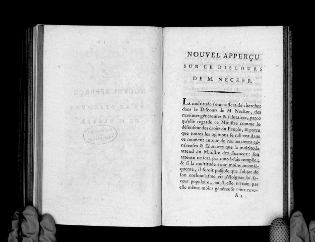 Nouvel aperçu sur le discours de M. Necker