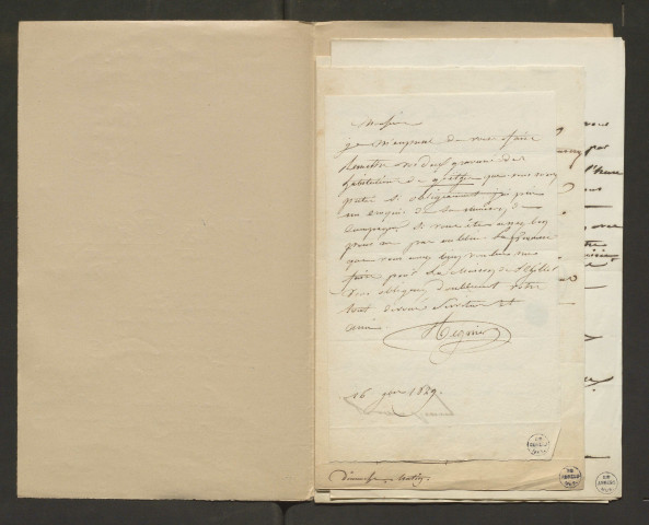 Correspondance passive de Pierre-Jean David d'Angers provenant de la collection d'André Bruel. Dossier 7, Lettres autographes de Jacques-Auguste Régnier à David d'Angers