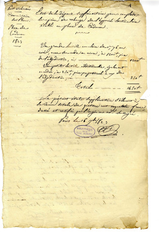 Correspondance de Fresnel [au Directeur général des Ponts et Chaussées]