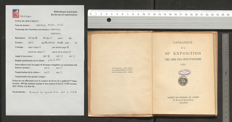 Catalogue de la 40e exposition des Amis des arts d'Angers, 1935