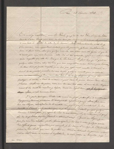 Lettre autographe signée adressée à Madame Veuve Thomé