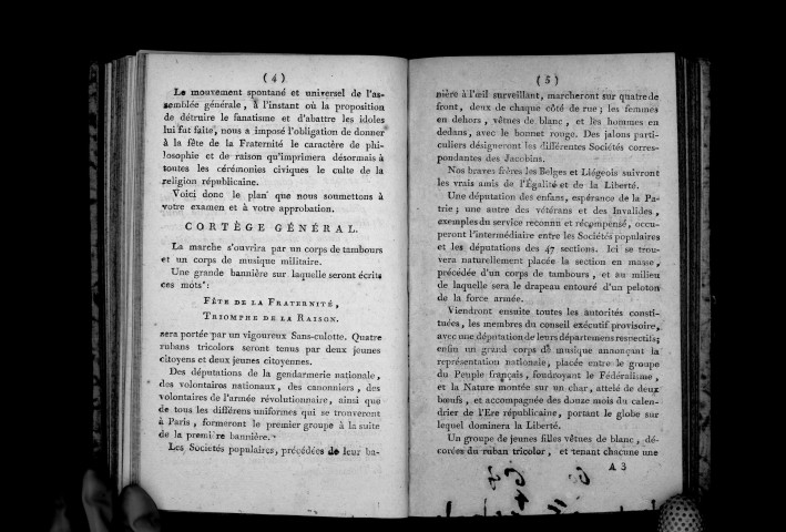 Rapport des commissaires nommés par l'assemblée générale de la section de la Fontaine de Grenelle, à l'effet de lui présenter un projet de fête civique pour l'inauguration du Temple de la Fraternité, dans la ci-devant église paroissiale de Saint-Thomas-d'Aquin