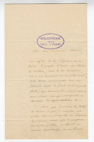 Correspondance d'Edouard Charton avec Pierre-Jean David d'Angers
