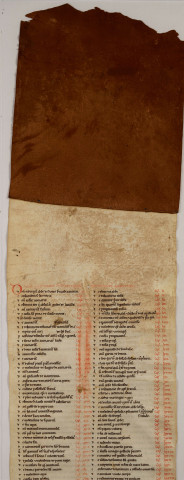 Cartulaire de l'abbaye de Notre-Dame du Ronceray, en six rouleaux opisthographes. « Quintus rotulus » : longueur 5,100 m. Cent chartes, table en tête.