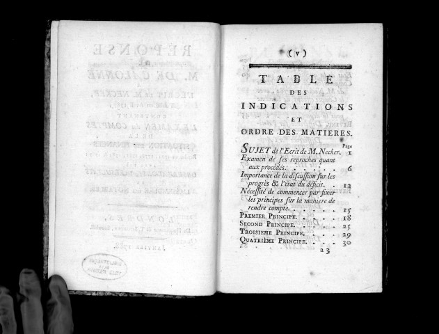 Réponse de M. de Calonne à l'écrit de M. de Necker, publié en avril 1787 (avec pièces justificatives et appendice)