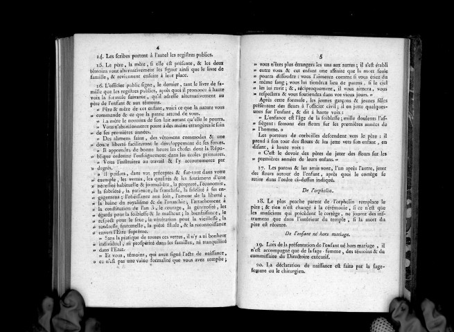 Règlement proposé par Leclerc à la suite du rapport sur les institutions civiles. Séance du 17 brumaire an VI