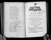 Ordre de la fête qui sera célébrée en l'honneur de Joseph Beaurepaire, commandant du premier bataillon de Maine et Loire ; le dimanche 14 octobre de l'an premier de la République.