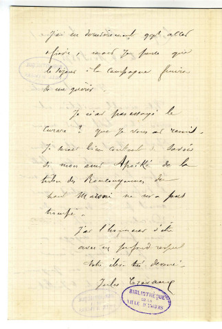 Correspondance de Jules Crevaux [avec Grille?]