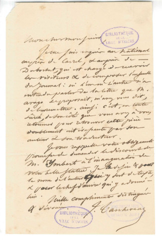 Correspondance de Taschereau avec Pierre-Jean David d'Angers