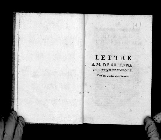 Lettre à M. de Brienne, archevêque de Toulouse, chef du Conseil des finances
