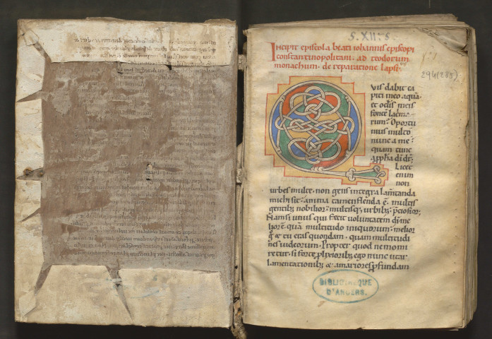 « Incipit epistola beati Johannis, episcopi Constantinopolitani, ad Teodorum monachum, de reparatione lapsi. Quis dabit capiti meo aquam... »