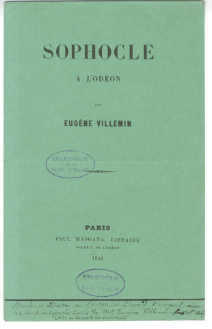 Correspondance d'Eugene Villemin à Pierre-Jean David d'Angers