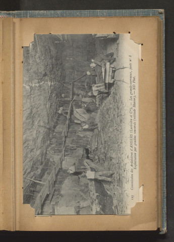 Commission des Ardoisières d'Angers - Les Grands Carreaux, puits n°8 ; Exploitation par gradins renversés, méthode Blavier.