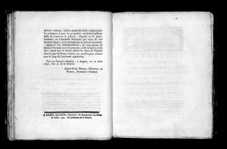 Adresse du conseil général du département de Maine-et-Loire aux citoyens du département