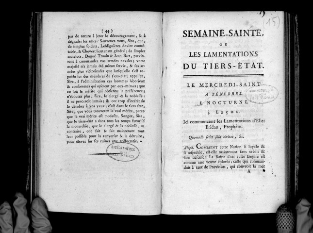 Semaine-Sainte, ou les Lamentations du tiers-état