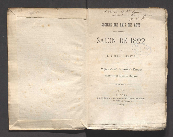 Salon de 1892, Société des amis des arts d'Angers