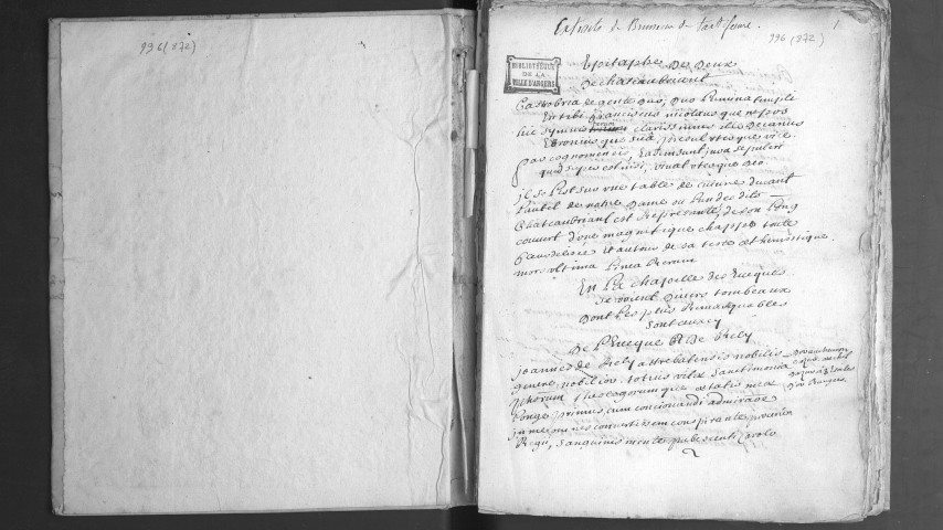 Extraits des manuscrits de Jacques Bruneau, sieur de Tartifume