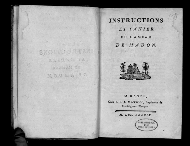 Instructions et cahier du hameau de Madon