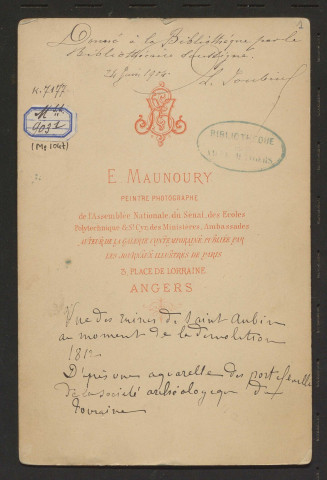 [Vue des ruines de Saint-Aubin au moment de la révolution en 1812]